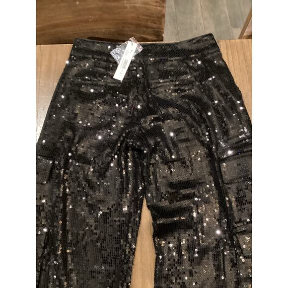 Revolve Alice + Olivia Hayes Sequin Cargo wide leg Pant black size 6 NWT - Picture 11 of 14